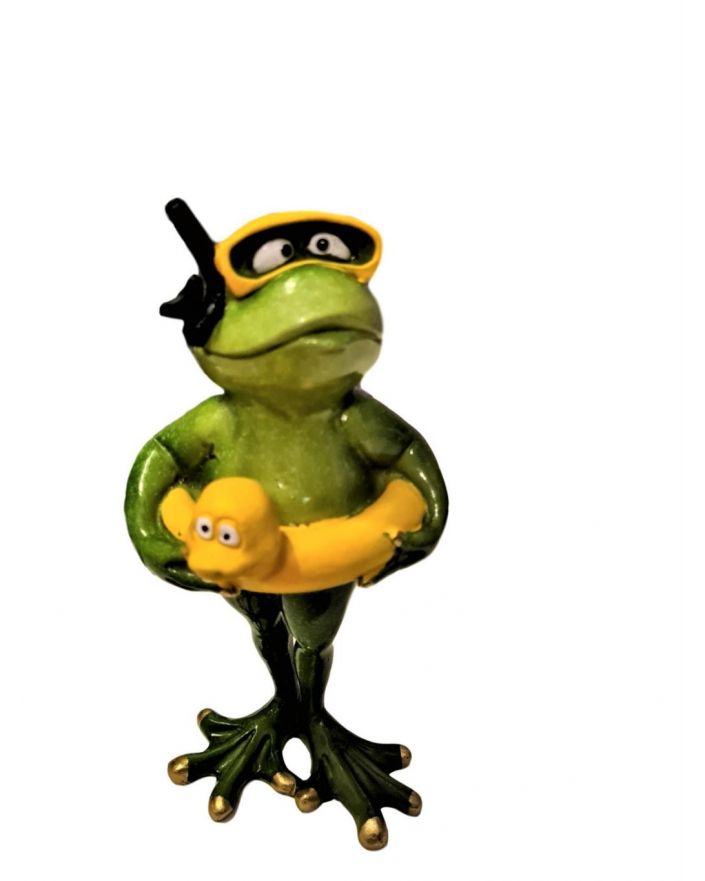 FIGURA CERAMICZNA - ŻABA ŻABKA Z KOŁEM RATUNKOWYM