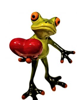 FIGURA CERAMICZNA - ŻABA ŻABKA Z SERCEM