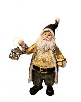 FIGURA ŚWIĄTECZNA - ZŁOTY MIKOŁAJ Z LATARENKĄ