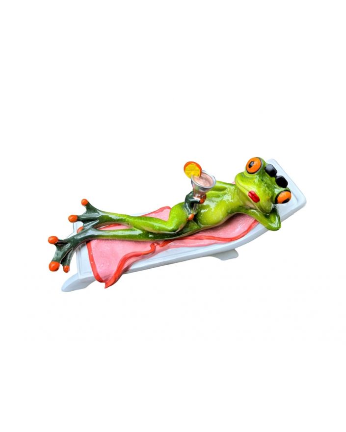 FIGURA CERAMICZNA - ŻABA / ŻABKA NA LEŻAKU model II