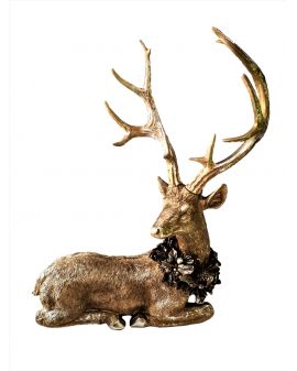 DUŻY BEŻOWY BOŻONARODZENIOWY JELEŃ - brokatowy