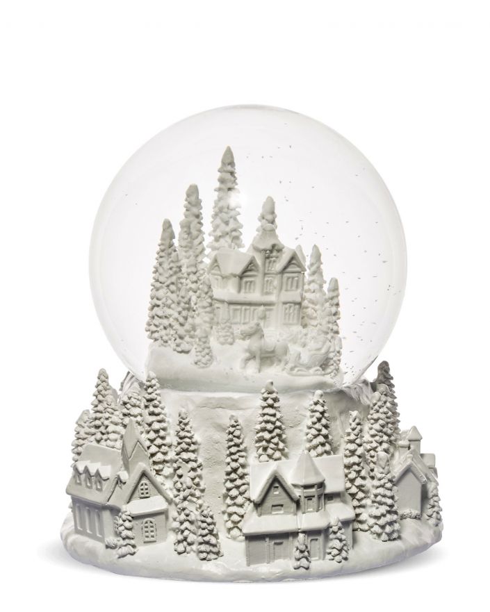 OZDOBA ŚWIĄTECZNA - SZKLANA KULA Z POZYTYWKĄ - ZIMOWA WIOSKA III