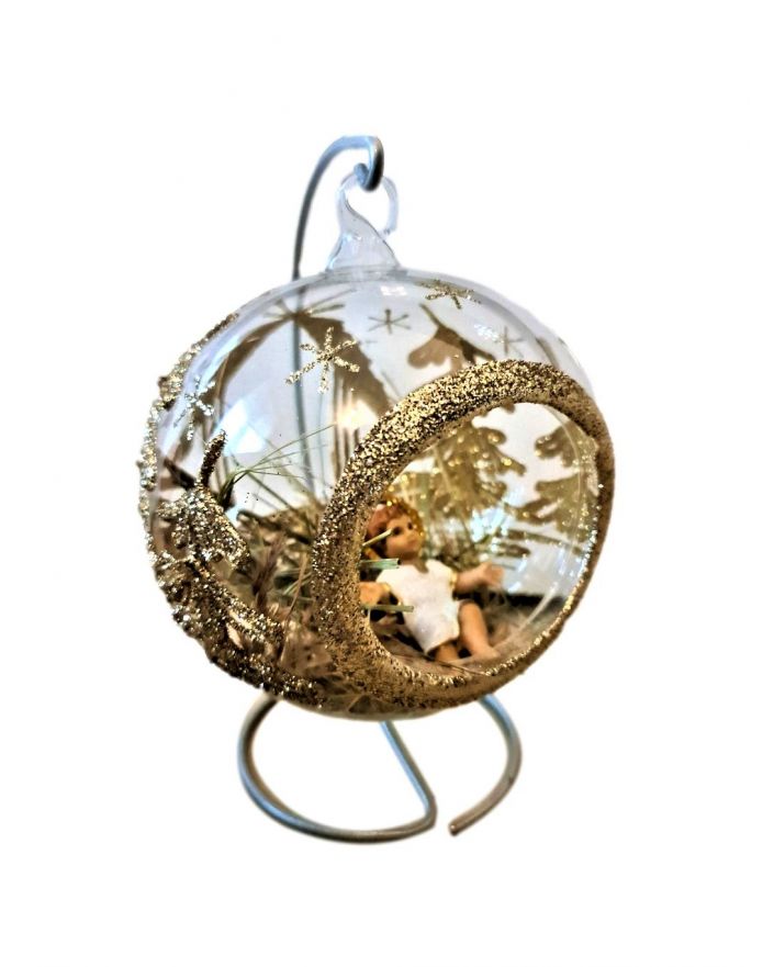 OZDOBA ŚWIĄTECZNA - DUŻA BOMBKA 120 mm SZOPKA model III + stojak