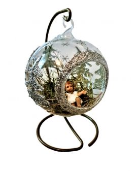 OZDOBA ŚWIĄTECZNA - DUŻA BOMBKA 120 mm SZOPKA model VII + stojak