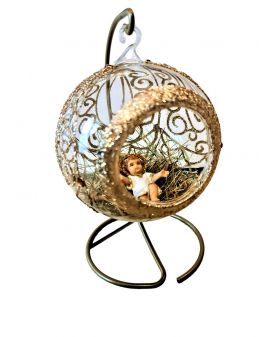 OZDOBA ŚWIĄTECZNA - DUŻA BOMBKA 120 mm SZOPKA model XI + stojak