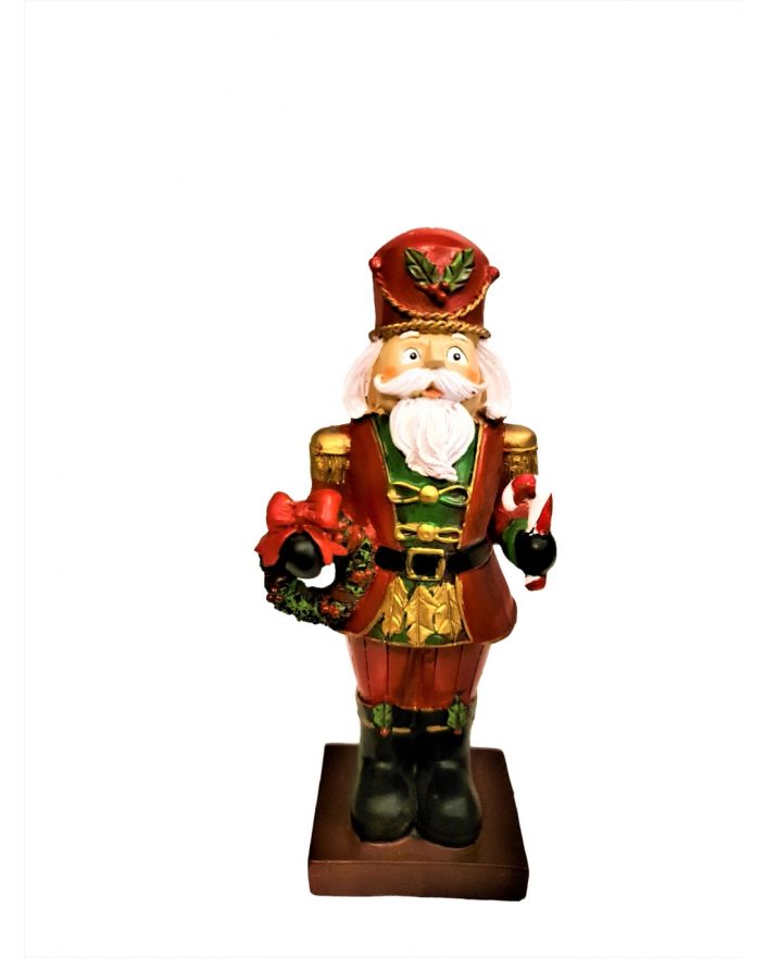 FIGURA ŚWIĄTECZNA - MIKOŁAJ Z WIEŃCEM I CUKIERKIEM