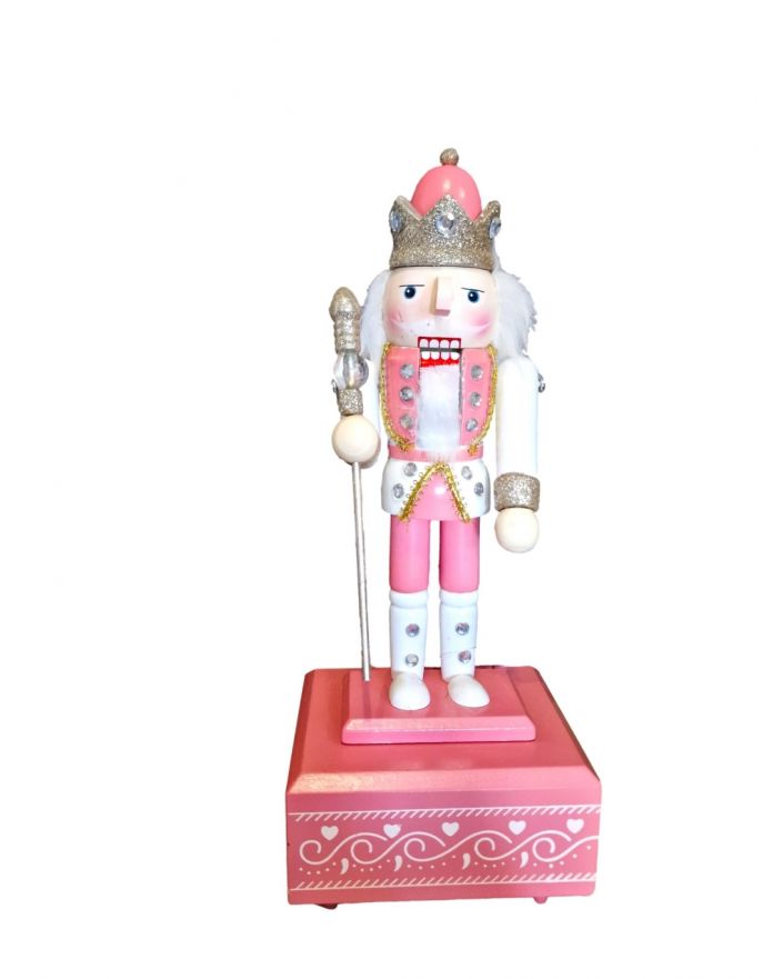 FIGURKA ŚWIĄTECZNA - DREWNIANY DZIADEK DO ORZECHÓW pozytywka róż