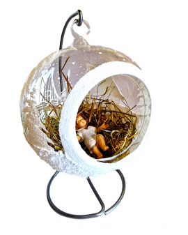 OZDOBA ŚWIĄTECZNA - DUŻA BOMBKA 150 mm SZOPKA model V + stojak