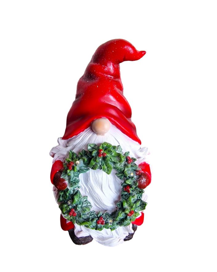 FIGURA ŚWIĄTECZNA - MIKOŁAJ SKRZAT Z WIEŃCEM - LED