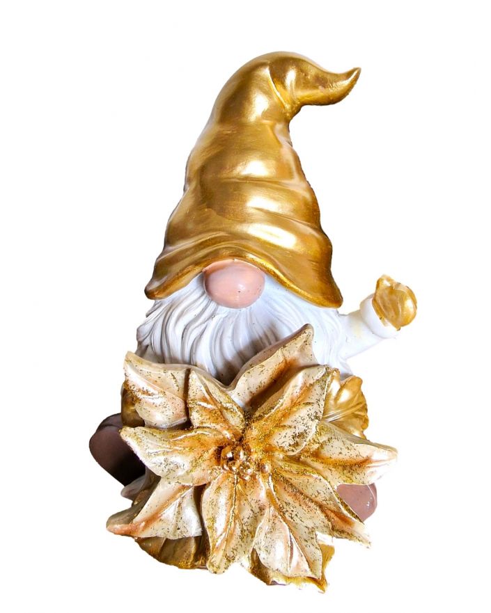 FIGURA ŚWIĄTECZNA - MIKOŁAJ SKRZAT ZŁOTY Z GWIAZDĄ