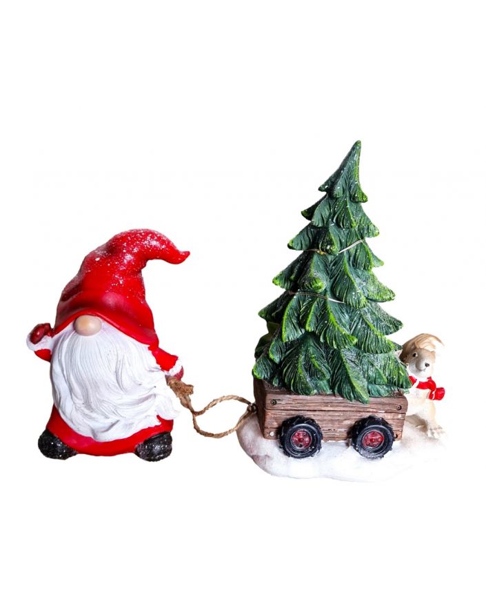 FIGURA ŚWIĄTECZNA - MIKOŁAJ SKRZAT Z CHOINKĄ - LED