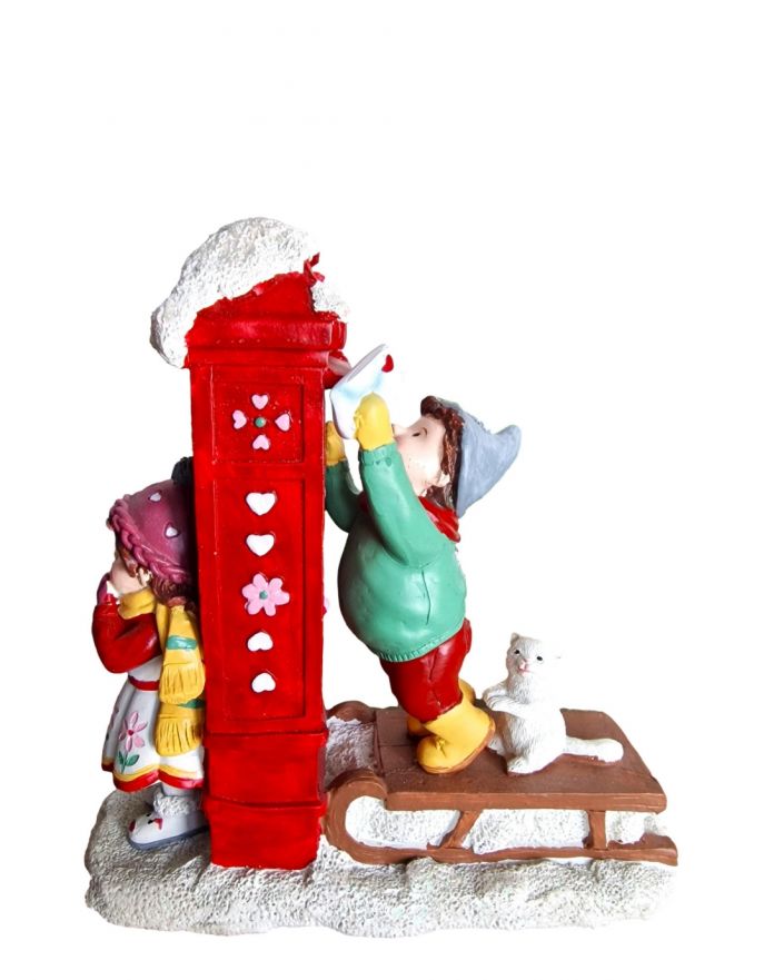 FIGURA ŚWIĄTECZNA - DZIECI PRZY SKRZYNCE NA LISTY skarbonka