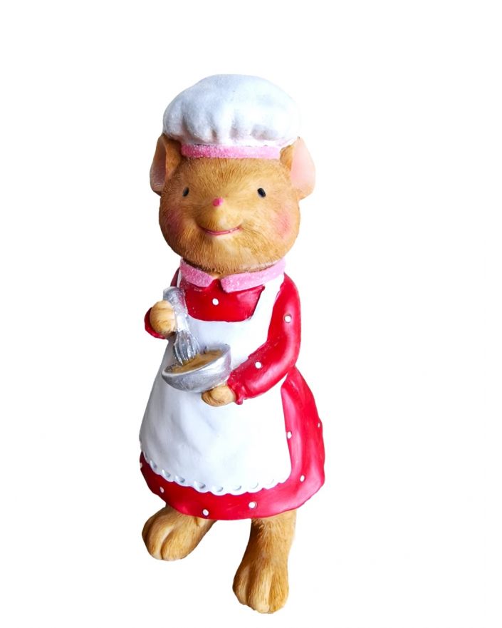 OZDOBA ŚWIĄTECZNA - MYSZ W FARTUSZKU Z MISKĄ