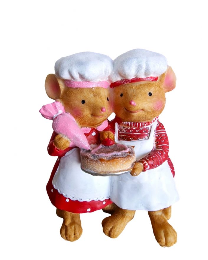 OZDOBA ŚWIĄTECZNA - PARA MYSZY Z CIASTEM