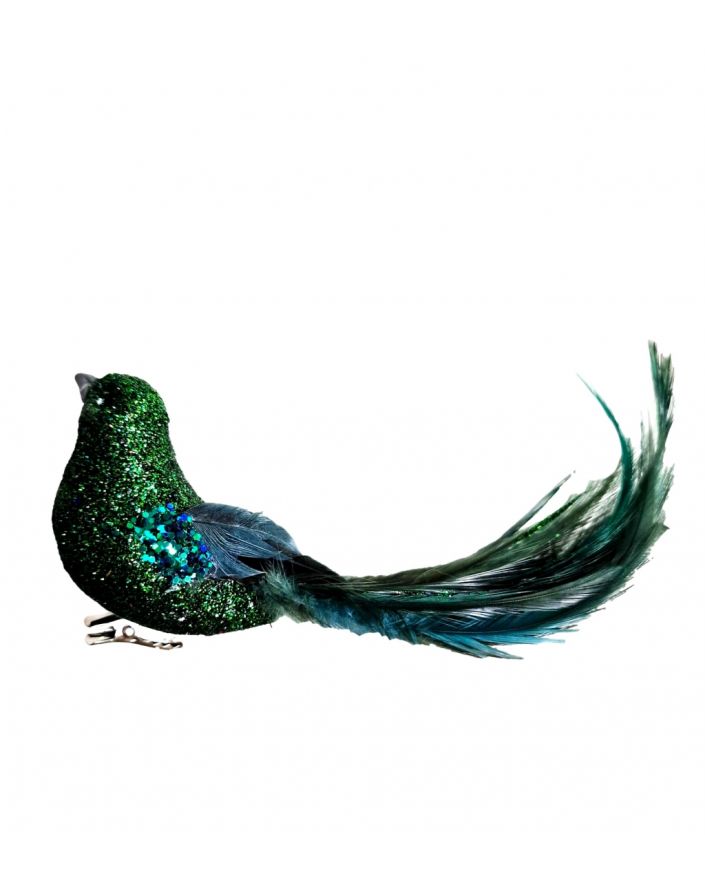 OZDOBA ŚWIĄTECZNA - ZAWIESZKA PTASZEK NA KLIPSIE zielony