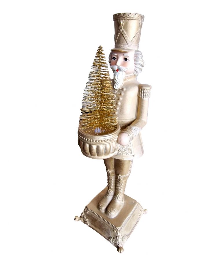 OZDOBA ŚWIĄTECZNA ZŁOTY DZIADEK DO ORZECHÓW Z CHOINKĄ