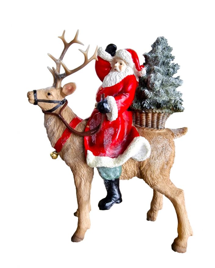 FIGURA ŚWIĄTECZNA - MIKOŁAJ SIEDZĄCY NA RENIFERZE model II