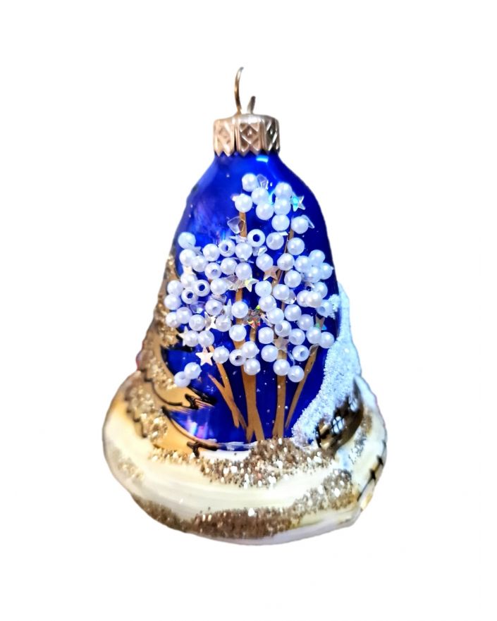 OZDOBA ŚWIĄTECZNA - ZAWIESZKA BOMBKA DZWONEK niebieski