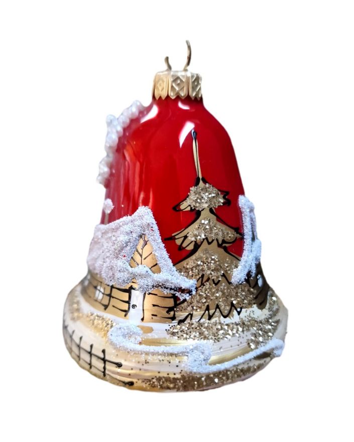 OZDOBA ŚWIĄTECZNA - ZAWIESZKA BOMBKA DZWONEK czerwony