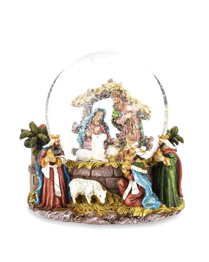 OZDOBA ŚWIĄTECZNA - SZKLANA KULA Z POZYTYWKĄ - SZOPKA BOŻONARODZENIOWA model VI