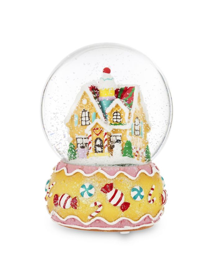 OZDOBA ŚWIĄTECZNA - SZKLANA KULA Z POZYTYWKĄ CHATKA Z PIERNIKA model I