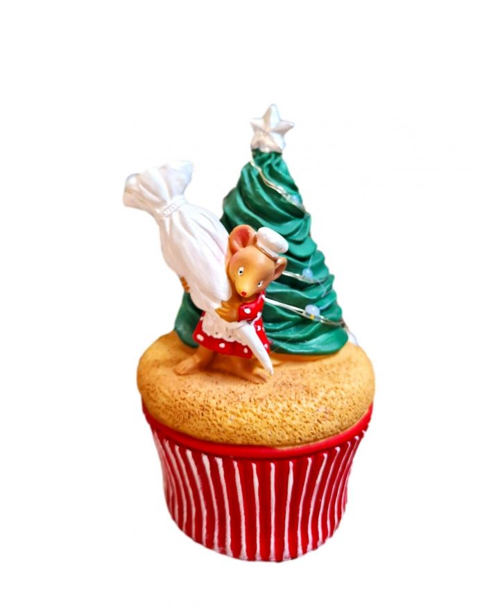 OZDOBA ŚWIĄTECZNA MYSZ MYSZKA Z CHOINKĄ NA MUFINCE LED model III