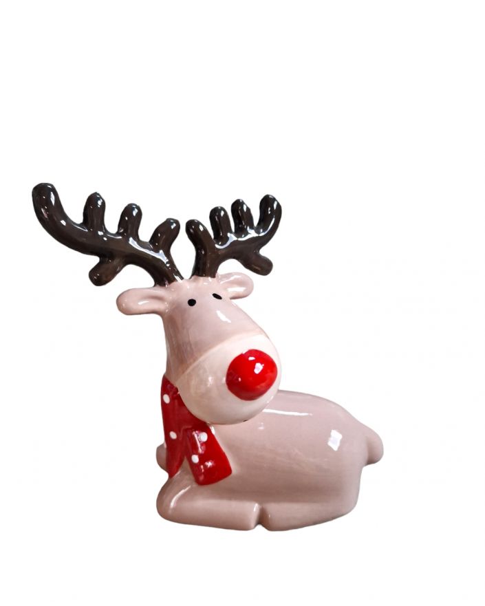 FIGURA ŚWIĄTECZNA LEŻĄCY RENIFER / JELEŃ brązowy model I