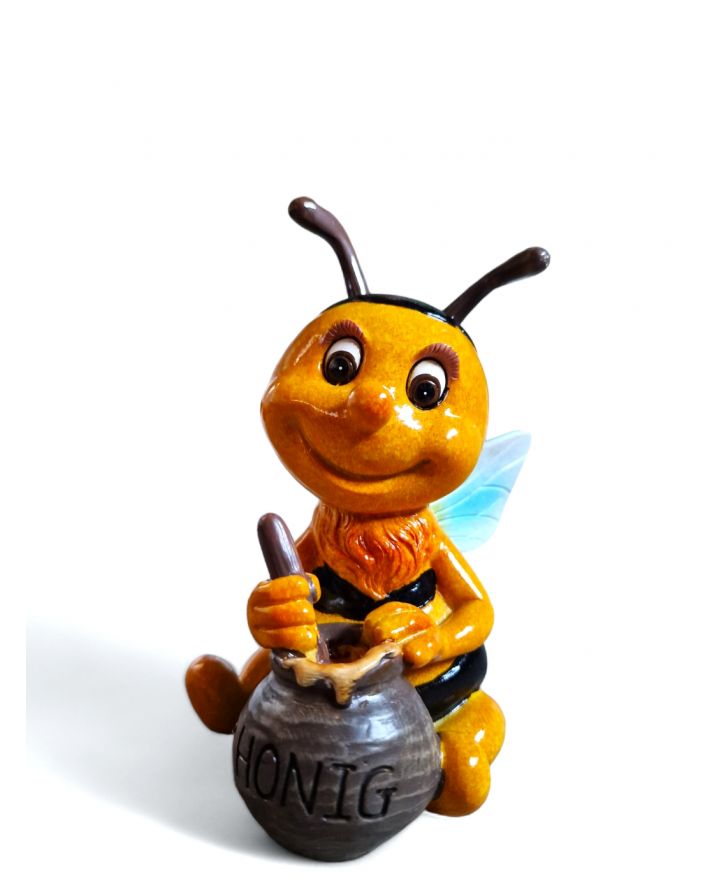 FIGURA CERAMICZNA - OSA PSZCZOŁA Z BECZKĄ MIODU model III