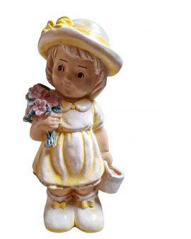 FIGURA GIPSOWA - DZIEWCZYNKA Z BUKIETEM KWIATÓW