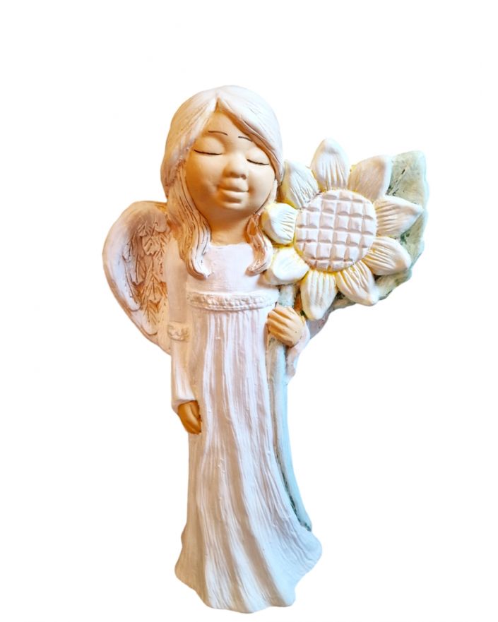 FIGURA GIPSOWA - ANIOŁ KWIATOWY - słonecznik