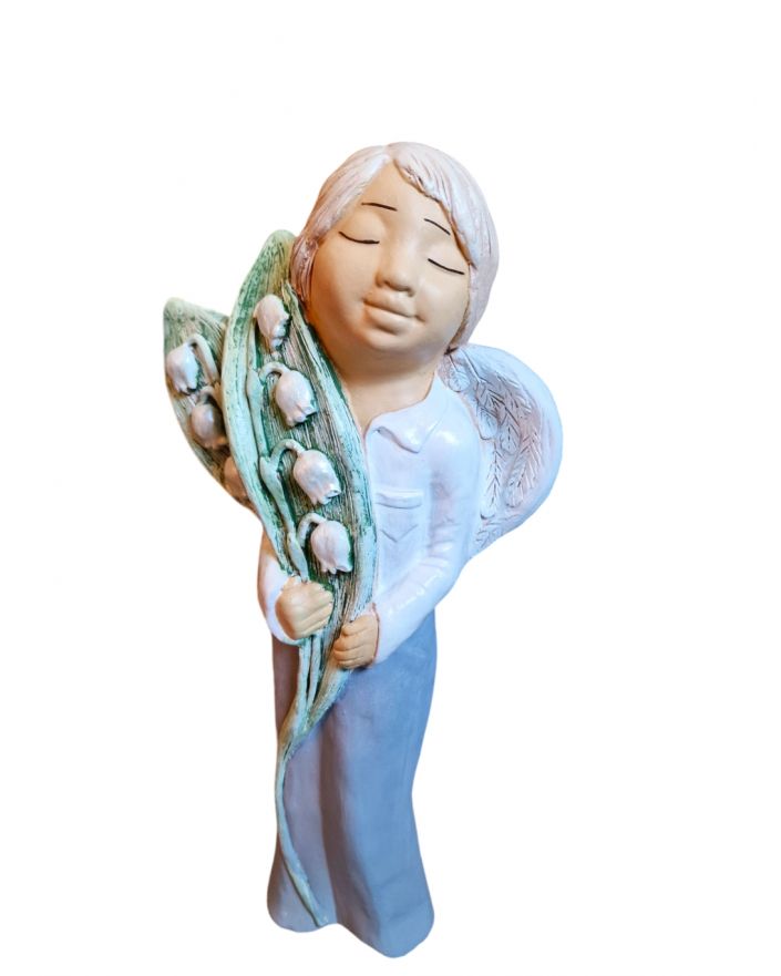 FIGURA GIPSOWA - ANIOŁ KWIATOWY - konwalia