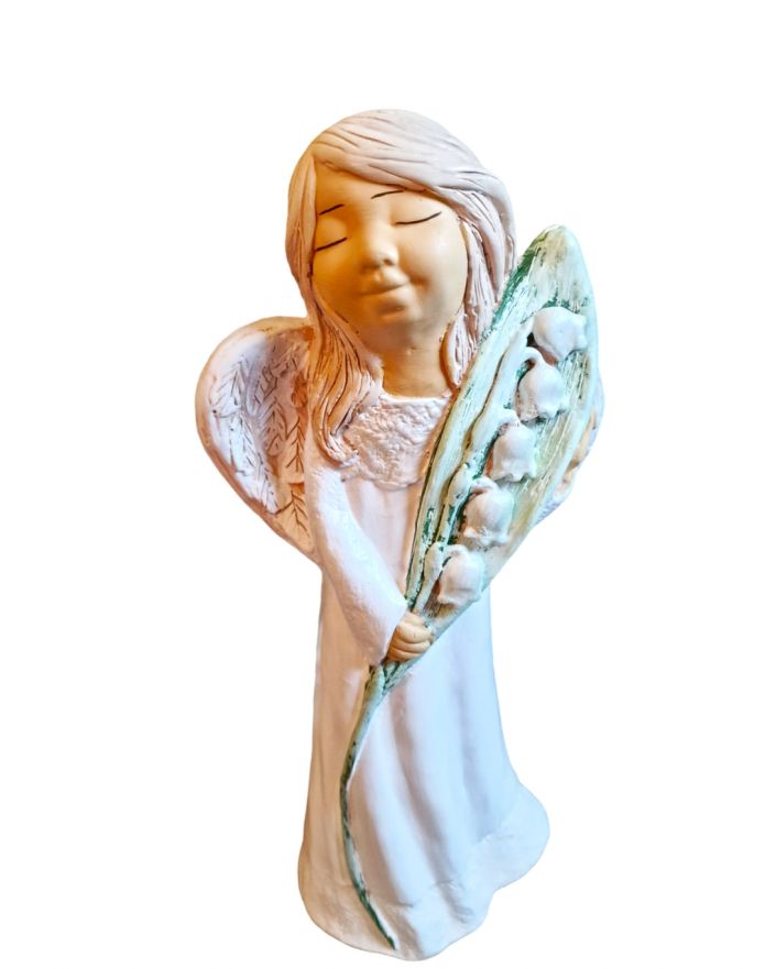 FIGURA GIPSOWA - ANIOŁ KWIATOWY - konwalia model II