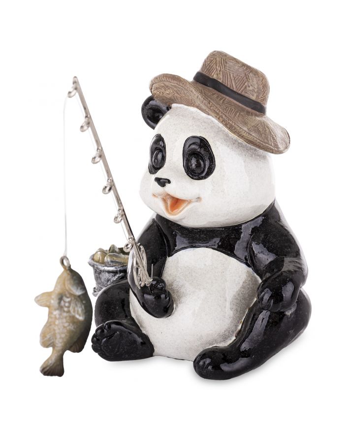 FIGURA CERAMICZNA - PANDA WĘDKARZ