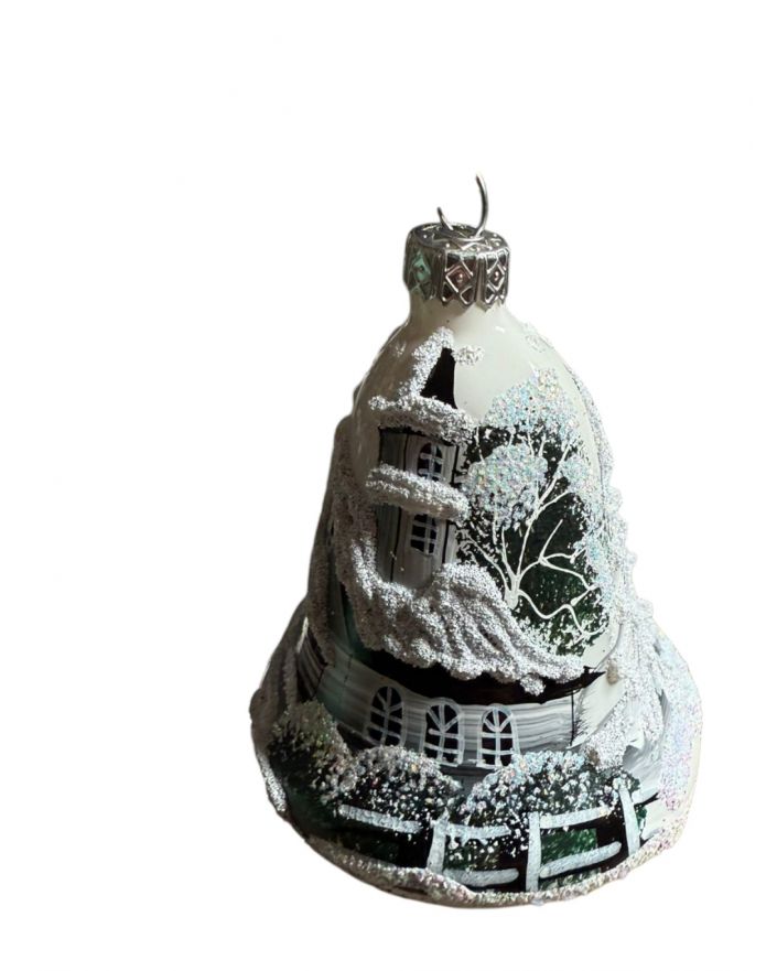 OZDOBA ŚWIĄTECZNA - ZAWIESZKA BOMBKA DZWONEK biały model II