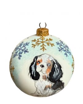 OZDOBA ŚWIĄTECZNA - ŚREDNIA BOMBKA 100 mm PIES PIESEK śnieżynki model I