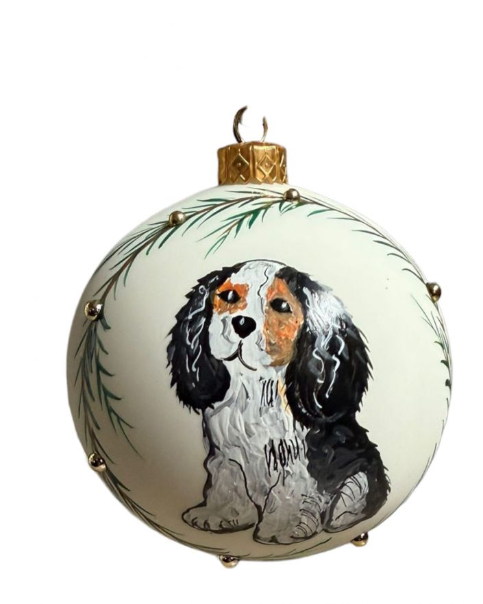 OZDOBA ŚWIĄTECZNA - ŚREDNIA BOMBKA 100 mm PIES PIESEK wieniec model I