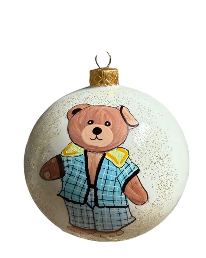 OZDOBA ŚWIĄTECZNA - ŚREDNIA BOMBKA 100 mm MIŚ USZATEK