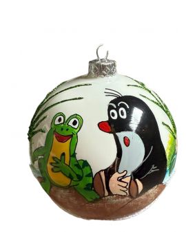OZDOBA ŚWIĄTECZNA - ŚREDNIA BOMBKA 100 mm KRECIK z żabką
