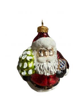 OZDOBA ŚWIĄTECZNA - ZAWIESZKA BOMBKA - GRUBY MIKOŁAJ Z CHOINKĄ