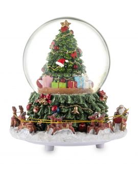 OZDOBA ŚWIĄTECZNA - SZKLANA KULA MIKOŁAJ Z RENIFERAMI III