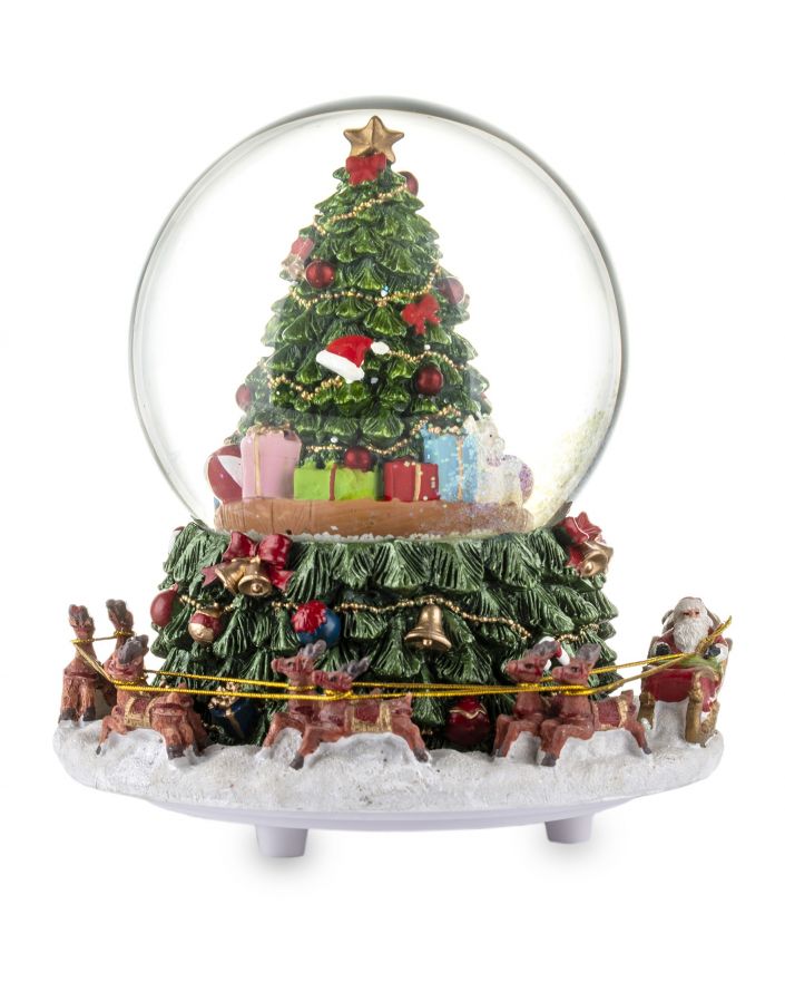 OZDOBA ŚWIĄTECZNA - SZKLANA KULA MIKOŁAJ Z RENIFERAMI III