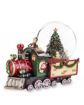 SZKLANA KULA Z POZYTYWKĄ - ELF Z LOKOMOTYWĄ