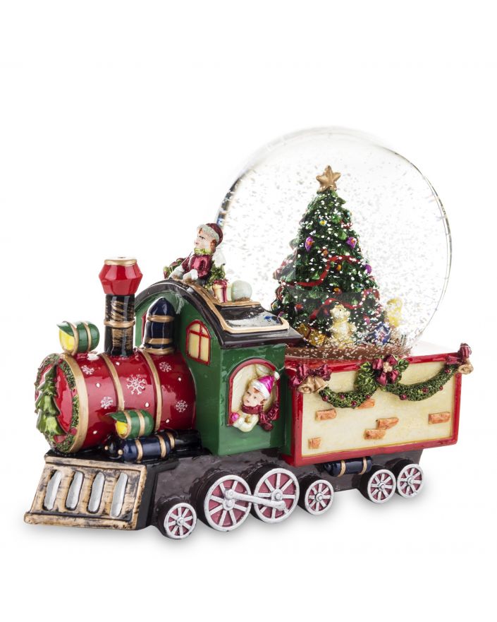 SZKLANA KULA Z POZYTYWKĄ - ELF Z LOKOMOTYWĄ