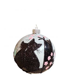 OZDOBA ŚWIĄTECZNA - ŚREDNIA BOMBKA 100 mm KOT KOCUR model IIa