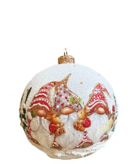 OZDOBA ŚWIĄTECZNA - DUŻA BOMBKA 120 mm decoupage SKRZATY model IV