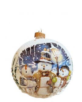OZDOBA ŚWIĄTECZNA - DUŻA BOMBKA 120 mm decoupage BAŁWAN model VI