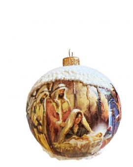 OZDOBA ŚWIĄTECZNA - DUŻA BOMBKA 120 mm decoupage SZOPKA model IV