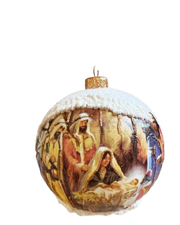 OZDOBA ŚWIĄTECZNA - DUŻA BOMBKA 120 mm decoupage SZOPKA model IV