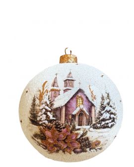 OZDOBA ŚWIĄTECZNA - DUŻA BOMBKA 120 mm decoupage DOM DOMEK model III