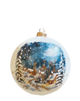 OZDOBA ŚWIĄTECZNA - DUŻA BOMBKA 120 mm decoupage KRAJOBRAZ model I